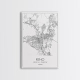 Reno Street Map, Nevada Map, City Map Art, Minimalist Art, Wall Art, Canvas Print, Girls Room Décor, Traveler Gift, Travel Art Print