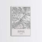 Riverside Street Map, California Map, City Map Art, Minimalist Art, Wall Art, Canvas Print, Office Wall Décor, Gifts For Dad, Travel Print