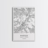Riverside Street Map, California Map, City Map Art, Minimalist Art, Wall Art, Canvas Print, Unique Wall Décor, Boyfriend Gift, Travel Art