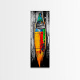 Colorful Canoe Painting Canvas Print Rustic Wall Art Nautical Decor Coastal Art Extra Wide Art Living Room Art Above Couch Art