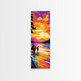 Sunset Cowboy Art Framed Canvas Print Vibrant Western Wall Art, Chicano Art, Colorful Wall Art, Southwest Wall Art, Extra Wide Art