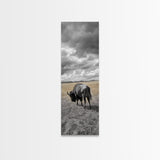 Lone Bison in Field Framed Canvas Print | Rustic Wall Art | Moody Art | Wildlife Painting | Farmhouse Decor | Southwest Wall Art | Gift Idea