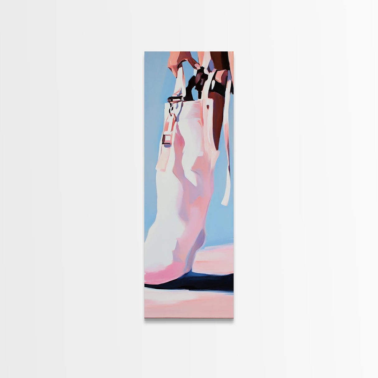 Cowgirl Boot Fashion Canvas Print Black Cowgirl Painting Coastal Cowgirl Wall Art Pink Abstract Art Light Pink Wall Art Gift Idea