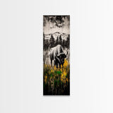 Black White Bison Canvas Print Rustic Wall Art Western Art Farmhouse Art Tall Narrow Art Above Sofa Art Gift Idea Him