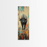 Moody Bison Canvas Print Rustic Wall Art Farmhouse Art Wabi Sabi Art Southwest Wall Art Living Room Art Vertical Wall Art