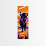 Vibrant Bison Canvas Print Pink Orange Wall Art Southwest Wall Art Rustic Art Tall Narrow Art Gift Idea Him