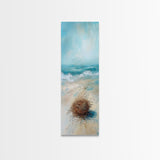 Serene Beach Nest Framed Canvas Print coastal landscape art wabi sabi wall art minimalist art nautical decor ocean painting seascape