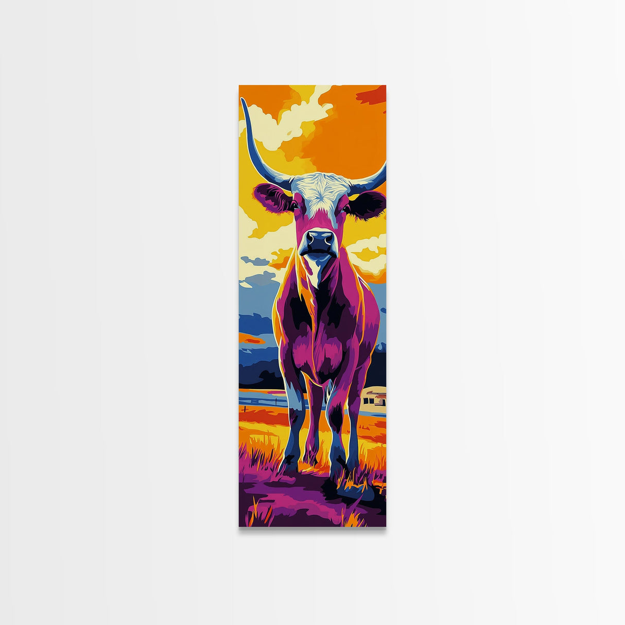 Pop Art Longhorn Canvas Print colorful cow art rustic wall art southwest wall art living room art above sofa art gift idea for her
