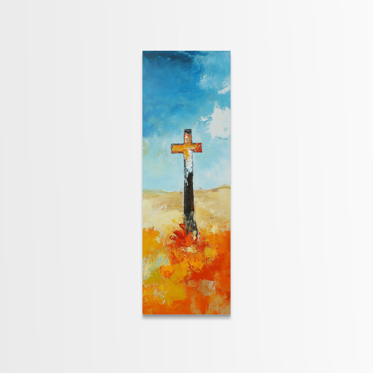 Abstract Cross Painting Framed Canvas Print rustic wall art, fruit of the spirit wall art, moody art, spiritual painting, Christian art
