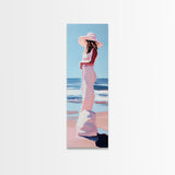 Woman in White Dress Canvas Print, Coastal Cowgirl Wall Art, Minimalist Art, Boho Art, Bedroom Art, Guest Room Art, Nautical Decor