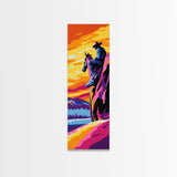 Western Cowboy Art Canvas Print, Pink Orange Wall Art, Southwest Wall Art, Chicano Art, Moody Art, Rustic Decor, Boho Art, Above Couch Art