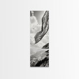 Flowing Fabric Over Ocean, Framed Canvas Print, wabi sabi art, coastal decor, boho art, minimalist art, above couch art, panoramic painting