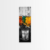 Industrial Paint Bucket Canvas Print, Graffiti Wall Art, Abstract Art, Moody Art, Rustic Decor, Chicano Art, Tall Narrow Art, Modern Home Art