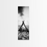 Beach Bonfire, Minimalist Art, Framed Canvas Print, nautical wall art, rustic decor, coastal painting, zen wall art, moody art, minimalist art