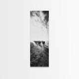 Dusty Cattle Drive, Western Landscape, Framed Canvas Print, Rustic Wall Art, Moody Art, Extra Wide Art, Southwest Wall Art