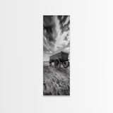 Old Wooden Wagon, Rustic Landscape, Framed Canvas Print, Western Décor, Farmhouse Wall Art, Minimalist Art, Extra Wide Art
