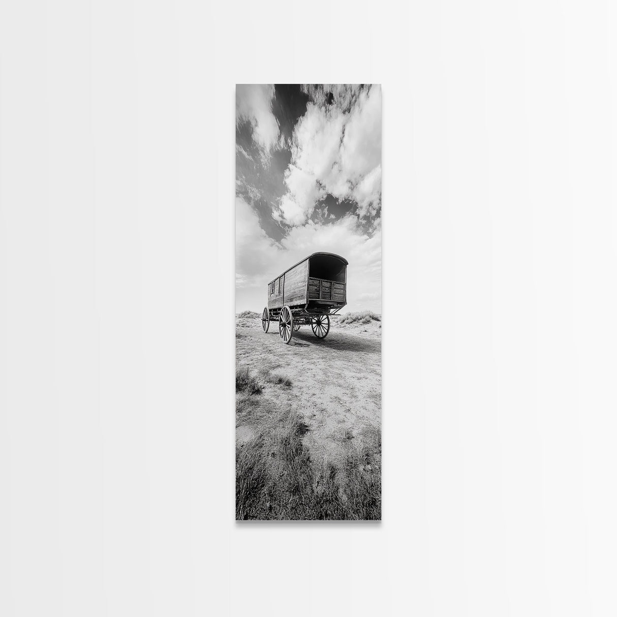 Pioneer Covered Wagon, Rustic Wall Art, Framed Canvas Print, Farmhouse Art, Western Décor, Minimalist Art, Extra Wide Art