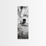 Pioneer Covered Wagon, Rustic Wall Art, Framed Canvas Print, Farmhouse Art, Western Décor, Minimalist Art, Extra Wide Art