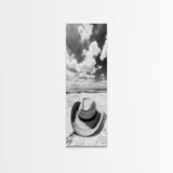 Straw Cowboy Hat, Beach Photography, Framed Canvas Print, Coastal Cowgirl, Wall Art, Rustic Décor, Minimalist Wall Art