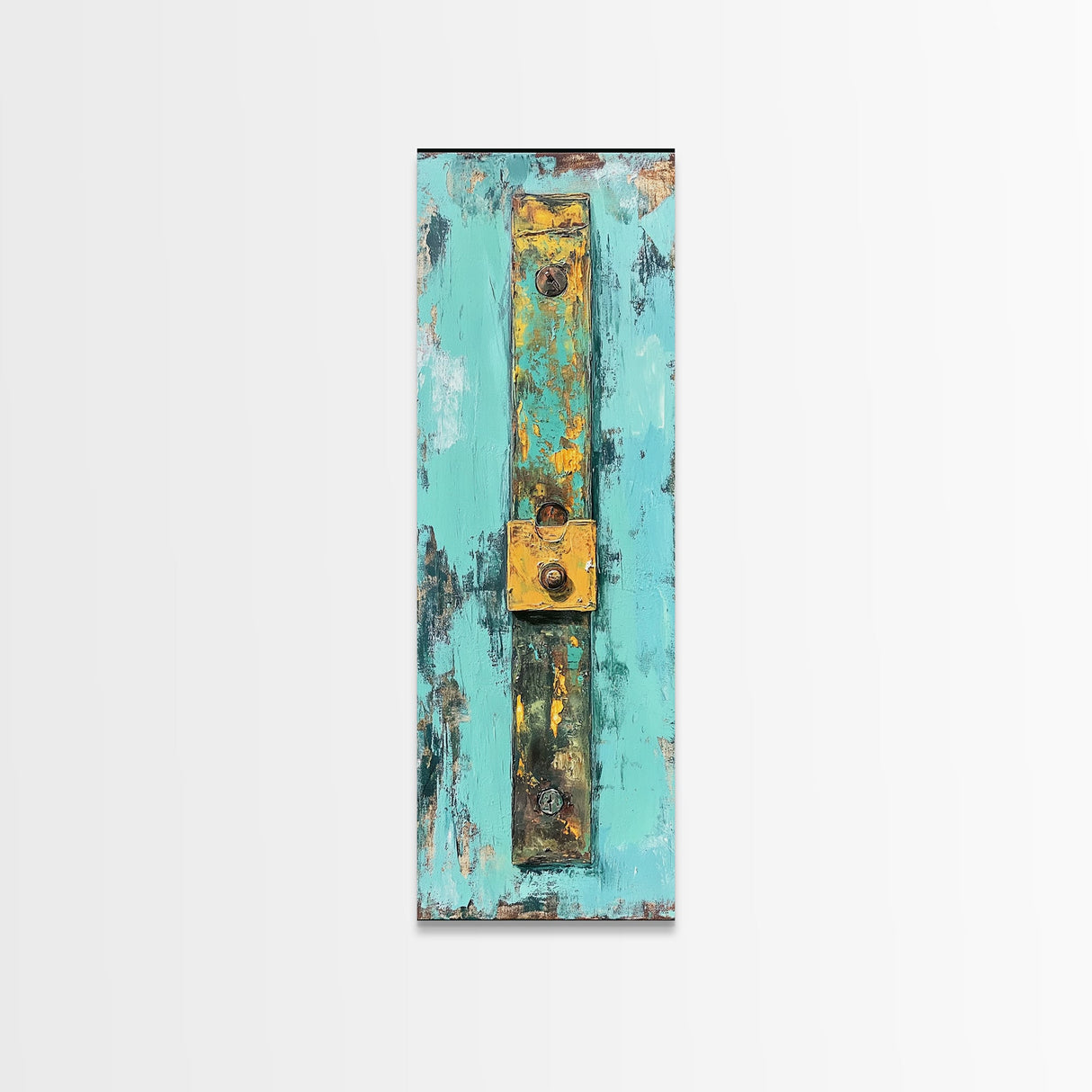 Textured Rustic Art, Canvas Print, Wabi Sabi Wall Art, Teal Wall Art, Abstract Minimalist Art, Tall Narrow Art, Farmhouse Decor