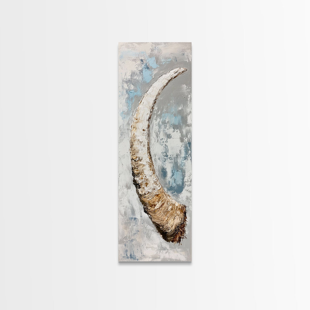 Abstract Horn Art Rustic Wall Decor Framed Canvas Print | Wabi Sabi Art | Minimalist Art | Neutral Home Decor | Textured Painting