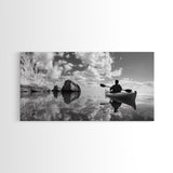 Kayak, Coastal Landscape Art, Nautical Painting, Extra Wide Art, Adventure Art, Seascape Painting, Panoramic Art, Canvas Print