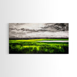 Marsh Landscape Painting, Green Wall Art, Nature Artwork, Panoramic Art, Extra Wide Art, Framed Canvas Print, Rustic Home Decor