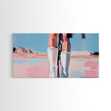White Boots Painting, Southwest Wall Art, Country Western Aesthetic, Pink and Blue Art, Framed Canvas Print, Rustic Decor, Extra Wide Art