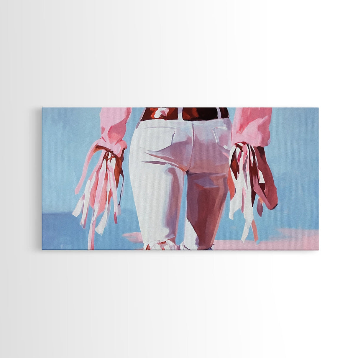 Pink Cowgirl, Western Art, Black Cowgirl Painting, Coastal Cowgirl Wall Art, Light Pink Wall Art, Canvas Print, Rustic Decor
