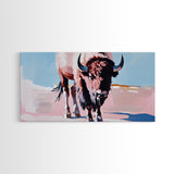 Bison, western art, rustic wall art, framed canvas print, above couch art, farmhouse art, black cowgirl painting, original painting