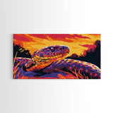 Snake Sunset, wildlife art, moody art, rustic decor, geometric wall art, southwest wall art, panoramic art, Framed Canvas Print, gift idea
