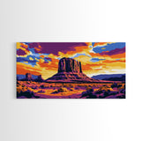 Monument Valley, desert painting, southwest wall art, mountain painting, boho art, panoramic art, Canvas Print, rustic wall art, cowboy gift
