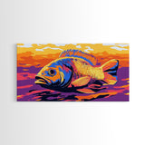 Vibrant Fish, Fly Fishing Art, Rustic Decor, Extra Wide Art, Nautical Wall Art, Framed Canvas Print, Gift Idea, Panoramic Art, Lake Tahoe Art