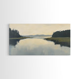Marsh, Landscape Painting, Minimalist Art, Wabi Sabi Art, Moody Art, Guest Room Art, Above Bed Wall Art, Framed Canvas Print, Extra Wide Art