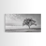 Solitary Tree, Minimalist Art, Landscape Painting, Oak Tree Art, Extra Wide Art, Moody Art, Wabi Sabi Wall Art, Framed Canvas Print