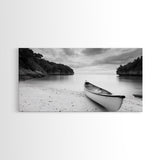 Rowboat, Seascape Painting, Nautical Wall Art, Extra Wide Art, Rustic Wall Art, Coastal Painting, Minimalist Art, Framed Canvas Print