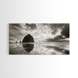Coastal, seascape, moody art, ocean view, nautical wall art, panoramic painting, extra wide art, above bed wall art, framed canvas print