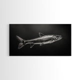 Trout, fish painting, fly fishing art, rustic decor, cabin wall art, nature painting, extra wide art, panoramic art, framed canvas print