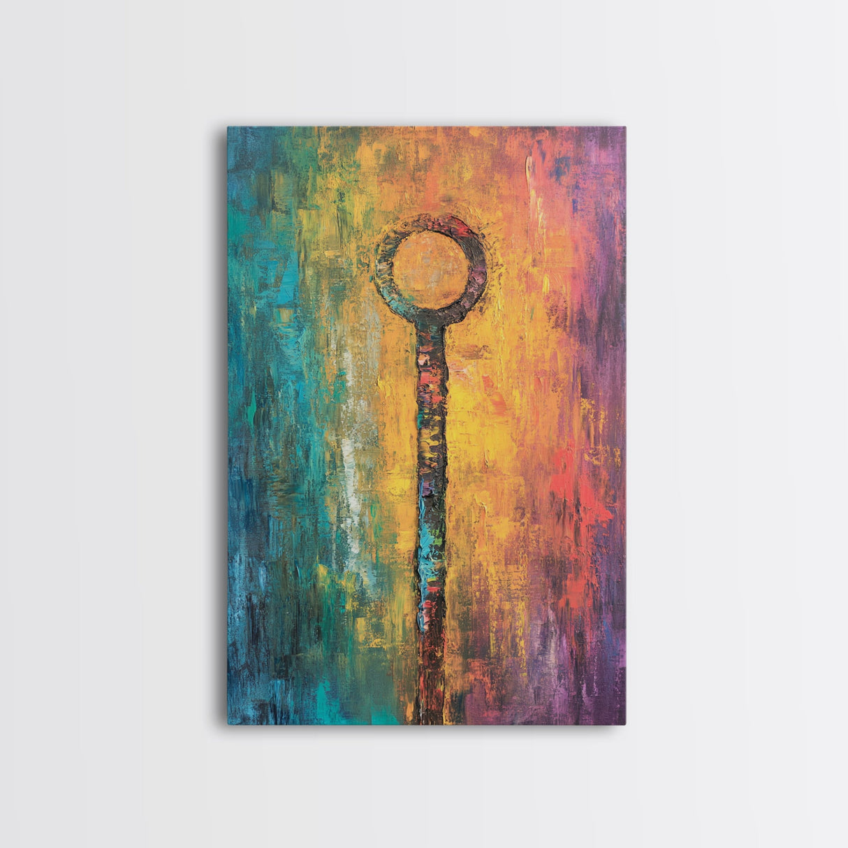 Abstract Key Painting, Bold Colorful Art, Wabi Sabi Wall Art, Southwest Wall Decor, Framed Canvas Print, Gift Idea, Modern Art