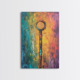 Abstract Key Painting, Bold Colorful Art, Wabi Sabi Wall Art, Southwest Wall Decor, Framed Canvas Print, Gift Idea, Modern Art