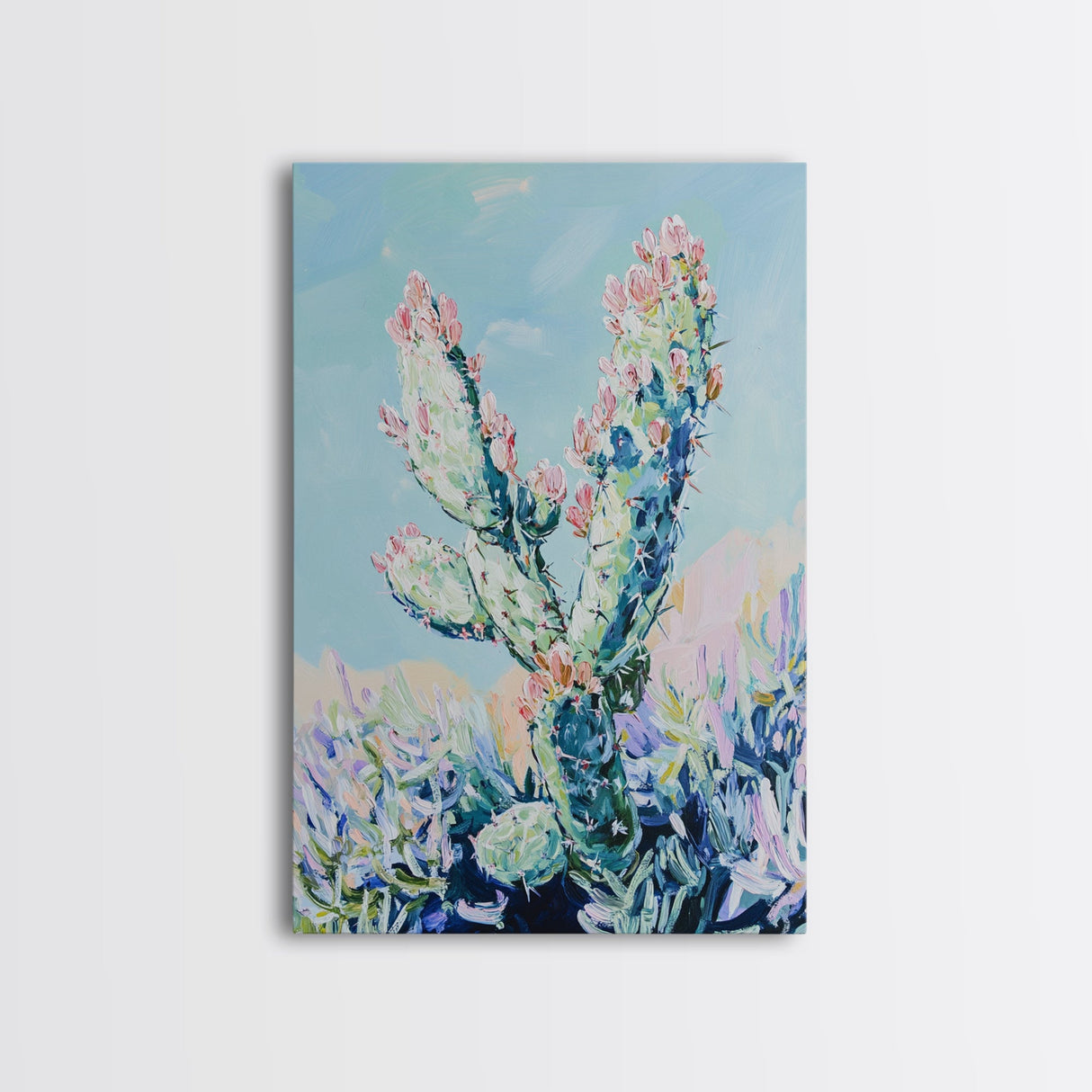 Prickly Pear Cactus, agave painting, southwest wall art, botanical prints, gift idea for her, boho art, desert decor, Canvas Print