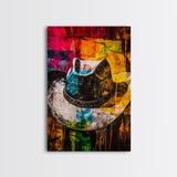 Western Cowboy Hat, rustic decor, graffiti wall art, vibrant color art, framed canvas print, southwest wall art, moody art