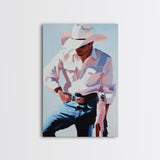 Modern Cowboy, rustic wall art, black cowgirl painting, farmhouse art, framed canvas print, wabi sabi art, moody art