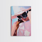Woman Portrait, Pink Wall Art, Framed Canvas Print, Light Pink Wall Art, Moody Art, Coastal Cowgirl Wall Art, Boho Art, Minimalist Art