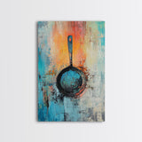 Abstract Frying Pan, kitchen art, food review kitchen art, rustic decor, geometric wall art, coffee wall art, Canvas Print