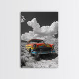 Vintage Car, Custom Car Painting, Graffiti Wall Art, Rustic Art, Old Car Scene, Moody Art, Framed Canvas Print, Landscape Art
