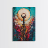 Sacred Symbol Artwork, sacred geometry wall art, abstract energy art, teal wall art, mystical artwork, framed canvas print, boho art, moody art