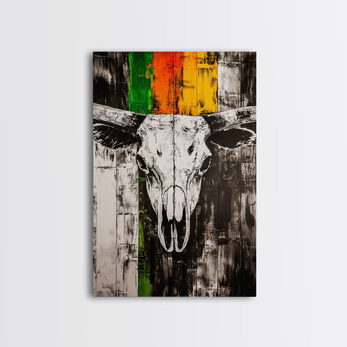 Floral Skull Art, Wildflower Painting, Rustic Decor, Boho Art, Framed Canvas Print, Farmhouse Wall Art, Southwest Aesthetic, Bedroom Art, Gift Idea