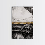 Rustic Wagon Wheel, Moody Art, Farmhouse Wall Art, Framed Canvas Print, Southwest Decor, Western Aesthetic, Above Sofa Art, Gift Idea