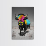 Colorful Bison Art, Southwest Wall Art, Rustic Decor, Boho Art, Buffalo Painting, Gift Idea, Canvas Print, Farmhouse Art